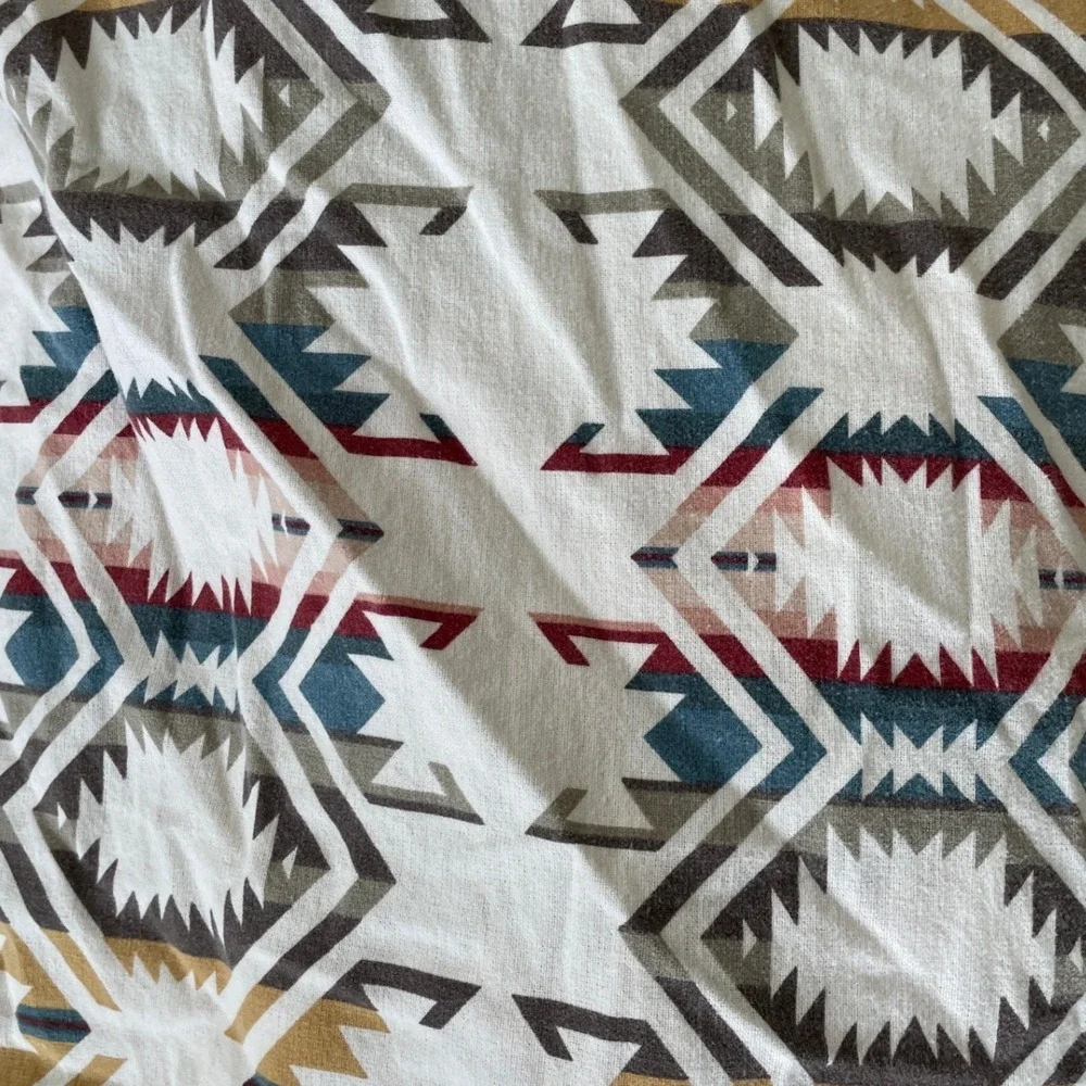 Pendleton‎ Southwestern Geometric Cotton Fitted Sheet White Blue Red Twin